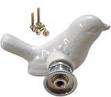 Wannianmu 10Pack White Cute Bird Design Cabinet Door Knobs, Ceramic Drawer Knobs with Mounting Screws, Vintage Cupboard Pull Handle