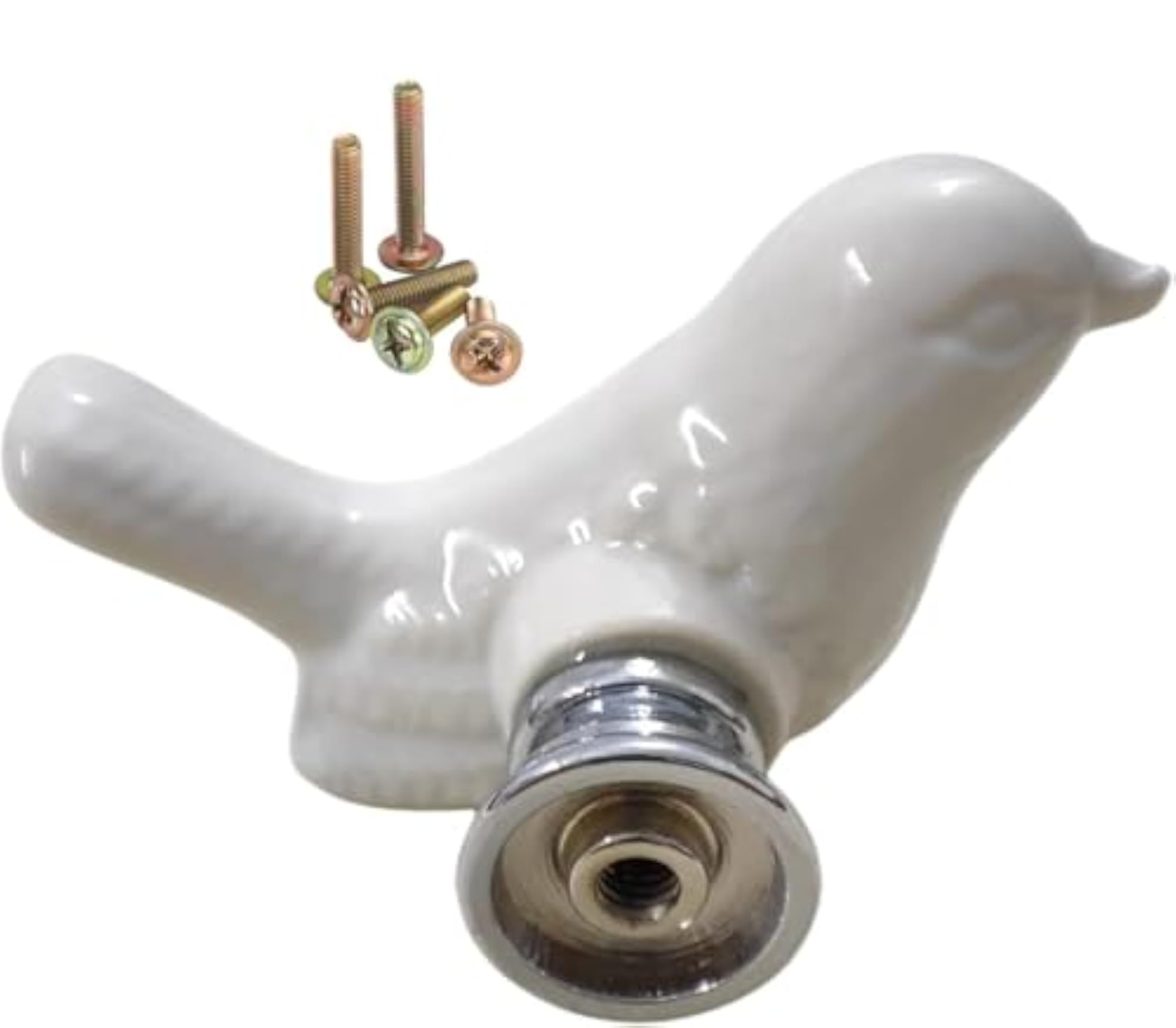 10 Pack White Cute Pigeon Design Cabinet Door Knobs