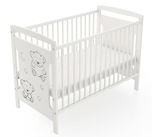 Lit bébé Ted 120x60 avec matelas + sommier réglable Bello24