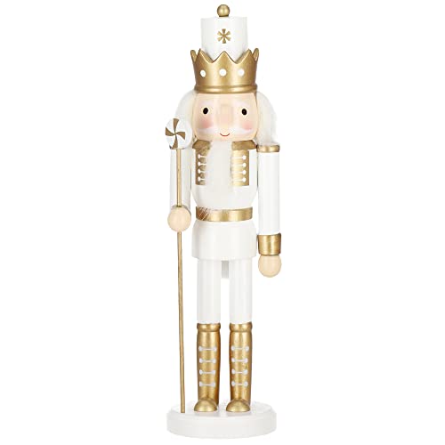 SPRINGOS Figura decorativa Schiaccianoci in legno re con scettro 30,5 cm decorazione natalizia in legno