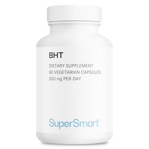 Supersmart - BHT Supplement 300mg per Day - Butylated Hydroxytoluene | Non-GMO & Gluten Free - 90 Vegetarian Capsules