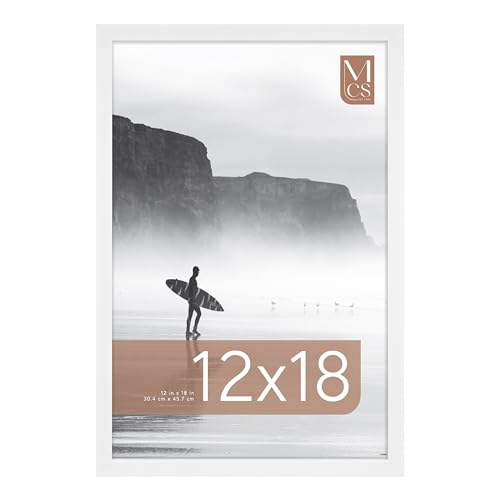 Image of MCS Foundation 12x18 Poster Frame Traditional White, Vertical & Horizontal Wall Hanging Large Picture Frame for Photos, Posters & Art Prints (1-Pack)