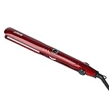 JOYYUM Hair Straightener Titanium Ceramic Flat Iron with Adjustable Temperature,Instant Heat Up,High Heat 410℉, Dual Voltage, Auto Shut Off, 1 Inch Wide Plate (Red)