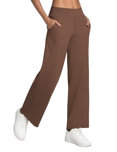 Image of BUBBLELIME Women High Waist Wide Legs Yoga Pants Loose Sweatpants Pockets | 29 inch /31 inch /33 inch /35 inch /37 inchInseam,2 Styles / Dress /Basic,Lounge,Comfy,Stretch Casual Work