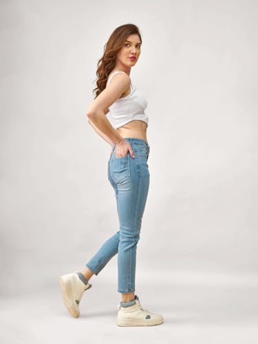 Image of Lyra Women's Mid-Rise Slimfit Ankle Length Jeans|Stretchable Fabric for Comfort|Trendy & Stylish Denim