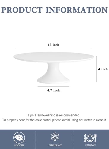 Kanwone CAKE STAND-12 INCH-WHITE 12-Inch Porcelain Round Cake Stand thumb #1