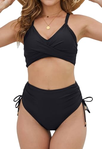 Joligiao Conjuntos de Bikinis para Mujer Traje de Baño Dos Piezas Conjunto Bañador Control de Vientre de Cintura Alta Bañadores Sexy Push Up con Relleno Ropa de Baño Bikini Mujer Playa Viajes Verano