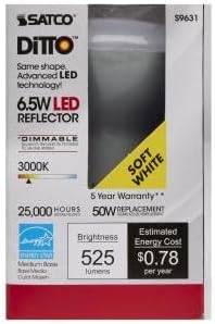 Miniatura 2 de SATCO Bombilla LED reflector S9631 de 6.5 vatios y 120 voltios R20 blanco suave de 3000 K 525 lúmenes escarchado ángulo de haz de 107 grados base