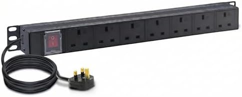 Uk Plug Server Rack LMS DATA 1U 19-Inch 7 Way UK PDU – 13A Switched Power Distribution Unit ...