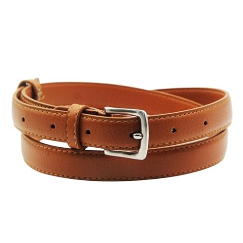 Women's Skinny PU Leather Belt Solid Color Pin Buckle Simple Small Size Suit Business Casual Waist Belts for Women(120cm,Color 7)