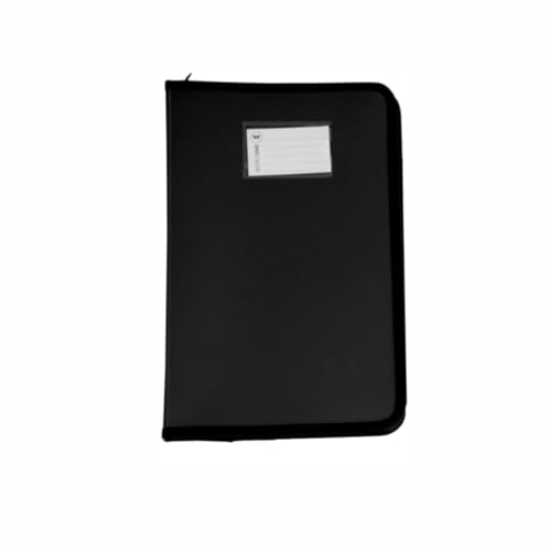 Image of Worldone Zipper Display Book Folder for Documents, with Name Card, Made of 0.8mm Virgin PP Material with 20 Bound Plastic Binder Sleeves, Size FC (fullscap), Black, Set of 1