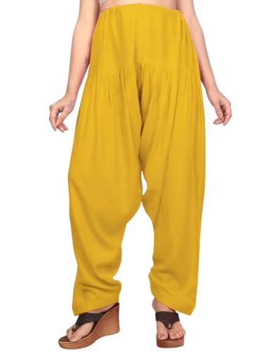 Image of FASHION GALLERY Women's Rayon Relaxed Fit Patiala Salwar with Full Length Drawstring Closure Type and Flexible Waist | Patiala Pant for Woman Free Size Fit Upto XXL