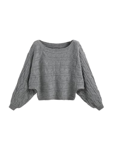 CIDER Women’s Boat Neck Dolman Sleeve Knit Sweater Fall Trendy Sweater Pullover Tops Jumper
