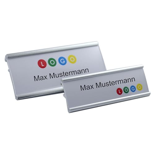 Portanomi In Alluminio Dorato - 10 Pezzi, Misure 65x22 Mm E 72x32 Mm | Con Spilla O Clip, Per Abbigliamento E Auto
