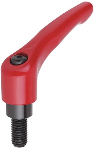 Image of Kipp 06460-21027X40 Zinc Adjustable Handle with M10 External Thread, Modern Design Style, Steel Components, Metric, Ruby Red Powder-Coated Finish, Size 2, 40 mm Screw Length