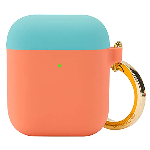 DamonLight Premium Cover for Airpods Case, Quadruple Layer Protective Liquid Silicone Case for AirPods Charging Case 1 & 2 (Pink+Ice Blue)