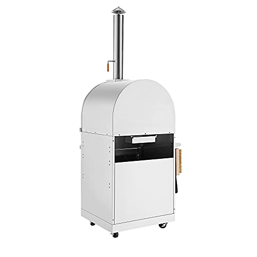 Image of Empava Wood Fired Pizza Oven with Cabinet for Outdoor Kitchen in Stainless Steel, 33 Inch, Silver