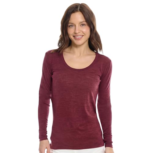 Image of Merino Wool Base Layer Women - 100% Merino Wool Shirt Women Thermal Underwear Long Sleeve T-Shirt for Hiking