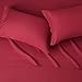 Amazon Basics Lightweight Super Soft Easy Care Breathable Brushed Microfiber 4-Piece Bed Sheet Set with 14-Inch Deep Pockets, Wrinkle Resistant, Queen, Burgundy, Solid