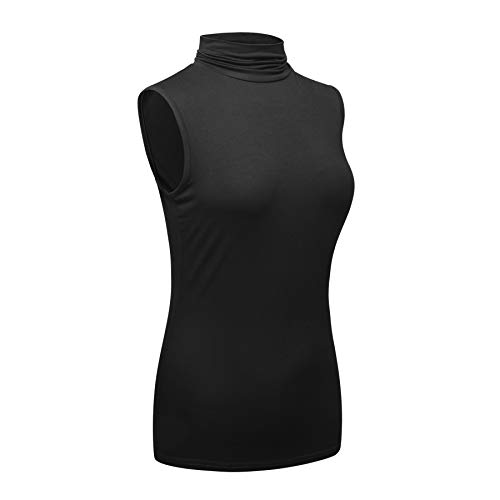 OThread & Co. Women's Sleeveless Turtleneck T-Shirt Basic Stretch Layer Comfy High Neck Tank Top3
