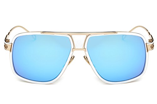 Image of Aviator Sunglasses for Men Retro Fashion Gold Oversized 70s shades