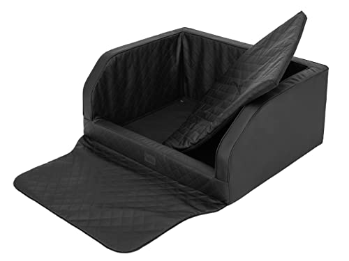 Hundeautositz, Hundebox, Hundebett, Transportboxen, Rückbank, Hundedecke, Kofferraum, für große und mittelgroße Hunde, Schwarz Kunstleder, (100x80x39 cm)