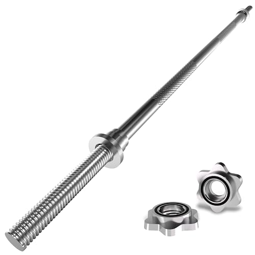 CHICAURA 47 Inch Straight Barbell Bar - 1 inch Standard Weight Lifting Bar for Home Gym Strength Training - 480 LB Capacity for Deadlift Hip Thrust Bicep Curl Lunge & Row - Includes 2 Locknuts