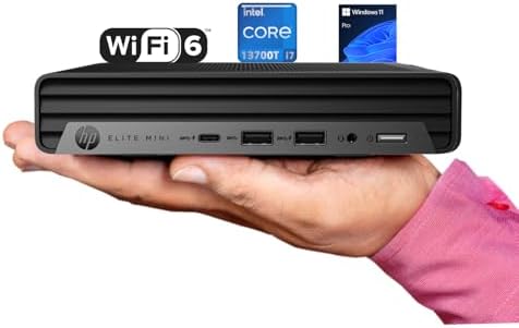 HP Elite Mini G9 Business Desktop Computer, 13th Gen Intel 16-Core i7-13700T, USB-C, Ultra Quite Design, RJ-45, HDMI, Wi-Fi 6, Bluetooth, KB & Mouse, Windows 11 Pro (16GB RAM | 512GB SSD)