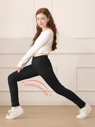 Image of 3 Pack Kids Winter Velvet Leggings Cotton Fleece Lined Pants Warm and Soft Pants (Black)