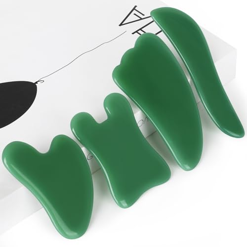 Image of airogym Guasha Massage Tool,Natural Stone Gua Sha Board, 4PCS Guasha Stone Scraping Massage Sets for SPA Acupuncture Physical Therapy Muscle Knots Facial Caring Point Treatment