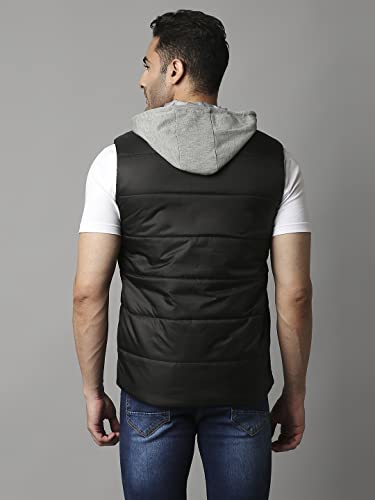 Image of Dennis Lingo Color Block Polyester Regular Fit Full Sleeves Men's Hooded Puffer Jacket with 2 Pockets - Lightweight Casual Winterwear for Men