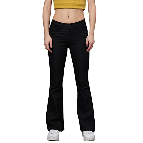 Image of KOTTY Flare Bottom Jeans for Women - Stylish Slim Fit with Bell Shape Leg