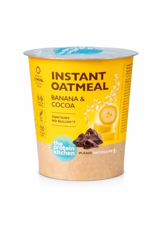 Avena instantánea vegetal con un sabor clásico de Platano y Cacao - The Protein Kitchen - Pack 8 unidades (Plátano&Cacao)