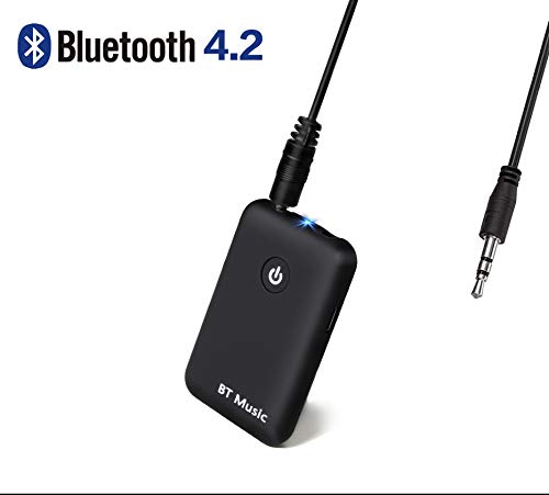 Adaptador Bluetooth 4.2 Transmisor Receptor 2 en 1, Salida estéreo de 3,5 mm, Baja Latencia, Utilizable Durante la Carga, 10 Horas de Autonomía
