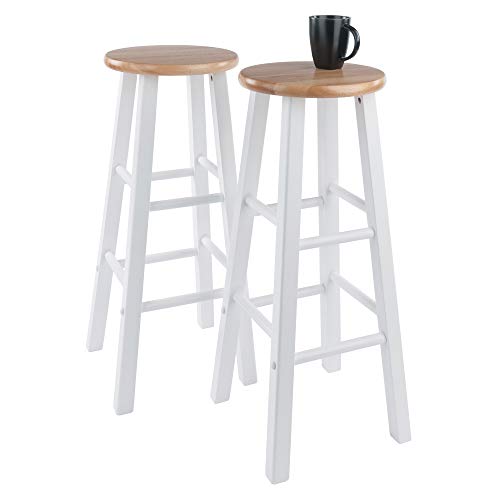 Image of Winsome Element 2-Piece Counter Stool Set, Classic Backless Bar Chairs for Kitchen & Dining Room Seating, Timeless Essential Furniture for Home, Dorm, Apartments