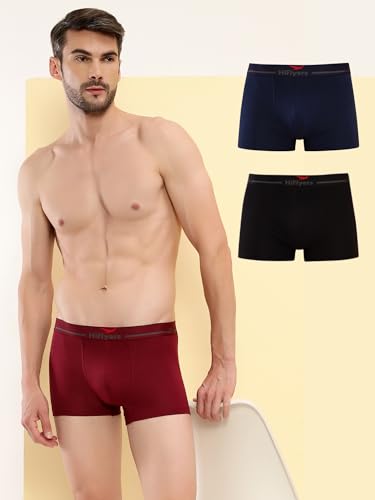 Image of HiFlyers Men's Cotton Spandex Odour-Free, Long Lasting Comfort, All Day Fresh and Confidence Dark Knight Collection Solid Trunks