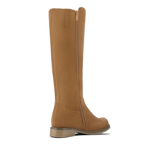 Image of Shoe'N Tale Women's Knee High Boots Flat Low Heel Stretchy Round Toe with Side Zipper
