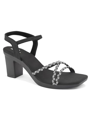 Image of XE Looks Criss Cross Glitter Strap Design | Elegant Square Toe | Comfortable Mid Block Heel Sandal For Girl & Women
