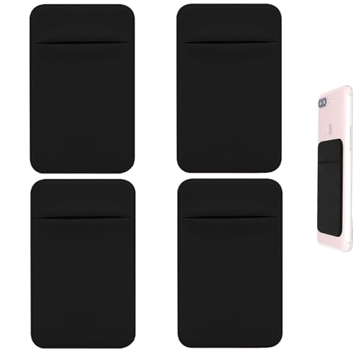 HREDZEO Tarjetero para Móvil,4 Pcs Tarjetas de Teléfono Celular Tarjetero Acoplado al Teléfono Móvil Tarjetero Movil Adhesivo para Tarjetas de Identificación