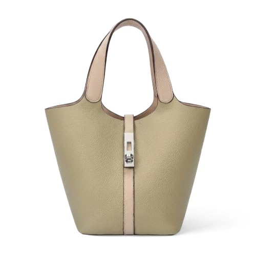 Image of Tote Bag for Women Vegan Leather Bucket Purse for Women Top Handle Handbag Shoulder Bag with Detachable Small Purse