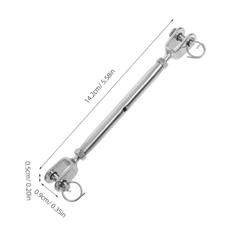 STOBAZA 2 piezas Tensores de Acero Inoxidable para Cable, Ajustadores de Tornillo para Tensión de Cuerda y Tensado de Tendederos miniatura 2