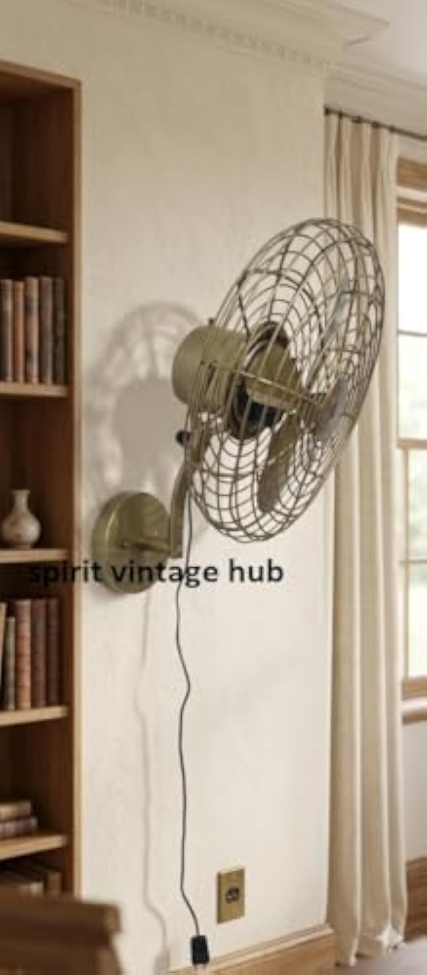 Royal Navy Style Brass Wall Fan, Nautical Design