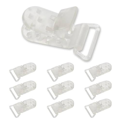 Image of 10-Pack Pacifier Clip Replacement Ends - BPA-Free Plastic Fasteners for DIY Baby Crafts, Sewing Bibs & Blankets Straps (3 /4 Inch, Transparent)