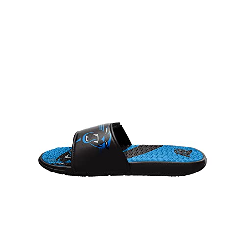 FOCO Carolina Panthers NFL Mens Colorblock Big Logo Gel Slides - S