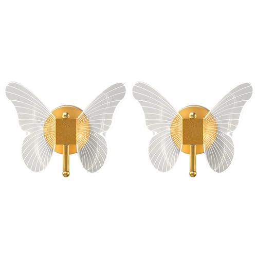 Applique simple créative papillon LED tout en cuivre dorée