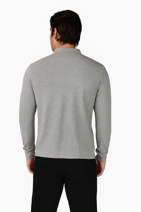 Image of Men's Cotton-Rich Full-Sleeve Polo T-Shirt with Pocket Premium Pique Fabric Casual & Stylish
