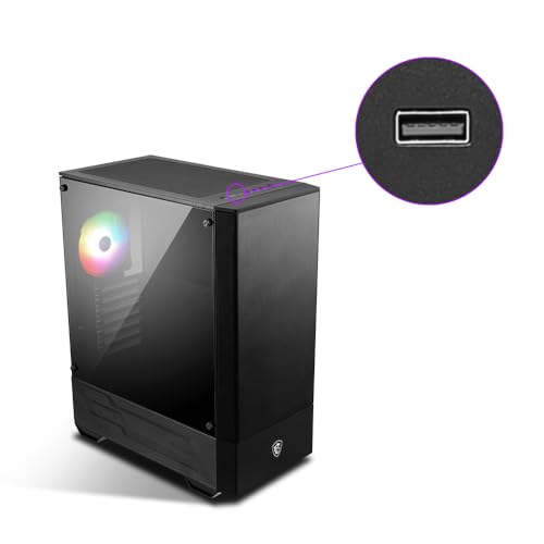 MSI MAG FORGE 110R Boitier PC Gaming Moyen Tour Noir, 1x Ventilateur 120mm ARGB, Panneau Latéral en Verre Trempé, ATX, mATX, mini-ITX