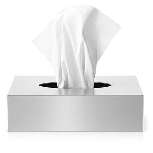 com-four® Kosmetiktücherbox aus Edelstahl - Taschentuchbox zur Wandmontage geeignet - Hochwertiger Handtuchspender (Silberfarben - 001 Stück)