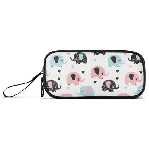 Image of J JOYSAY Elephant Hearts White Pencil Case Large Big Capacity Storage Pouch Holder for Girls Boys Stationery Organizer Bag for School Office Supplies