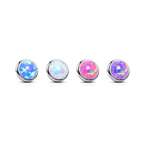 Paula & Fritz® Top Dermal Anchor Opal Many Colours Sizes and Thicknesses Titanium Grade 23 Skin Anchor Skin Diver Implant Ball Body Piercing set of 4 Cover